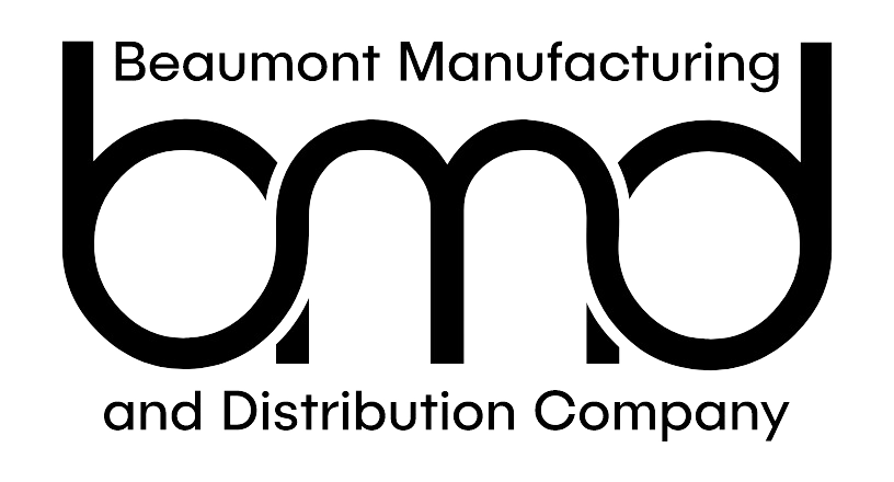 black and white logo of Beaumont Manufacturing & Distribution (BMD)